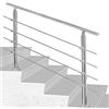 SWANEW Corrimano Acciaio Inox 80 * 4.2 * 106.5cm,4 traverse,Ringhiera con kit di installazione,Passamano per Interni o Esterni