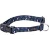 TOTTO - Collare per Cani di Piccola Taglia, Modello Mylu, Taglia S, Collare per Cani Regolabile, Ferramenta Resistente, Placca di Sicurezza, Anello a D per Guinzaglio, Stampa Ossa Blu e Verde