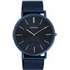 Oozoo Orologio da polso vintage con cinturino in metallo milanese piatto con solo un'altezza di 7 mm e diametro di 44 mm in diverse varianti, C20015 - blu scuro/blu scuro, Bracciale