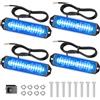 Dinfu 4x12 Blu 12V Lampeggiante 48W 21 Modalità Strobo IP67 Torcia Barra Luminosa Auto Camion Trattore Polizia