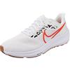 NIKE Wmns Air Zoom Pegasus 39, Sneaker Donna, White/Team Orange-Platinum Tint, 36.5 EU