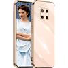 Jeelar NEINEI Cover per Huawei Mate 20 Pro,Custodia Design Semplice Ultra Sottile Placcatura TPU,Colori Luminosi Specchio Silicone Antiurto Custodie Case Cover,Rosa