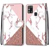 Mo-Somnus Cover per Samsung Galaxy M31, Custodia in PU Pelle Magnetica Libro Flip Caso Antiurto Portafoglio [Supporto Stand] con Porta Carte e Cinturino da Polso Wallet Case (Marmo)