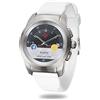 MyKronoz ZeTime-Orig-Reg Smartwatch Ibrido con Lancette Analogiche, Argento Spazzolato/Silicone Bianco