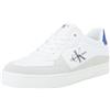 Calvin Klein Jeans Uomo Sneakers con Suola Preformata Classic Cupsole Low Mix in Pelle, Bianco (Bright White/Sapphire Blue), 45