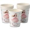 GREENBOX 8 bicchieri di carta per compleanni bambini da 200 ml principessa - bicchieri di carta senza plastica - principessa decorazione compleanno, stoviglie per feste di compleanno per bambini