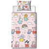 Character World Peppa Pig and Friends - Set copripiumino per letto singolo, motivo colorato, reversibile, double-face, con federa coordinata, colore: rosa