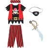 Wiclin Kids Pirate Outfit 5pcs Bambino Pirate Costume Pirate Gioco di ruolo Pirate Dress up per bambini 5-6 anni