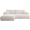 Selsey Divano ad angolo, divano letto, divano letto, con spazio di archiviazione, funzione sonno, facile da pulire, schiuma di poliuretano a forma di L, destra, OVO, crema Boucle Abriamo