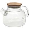 HOME DECO FACTORY, KA0095, Teiera 90Cl con Coperchio, Design Elegante per tè, caffè e infusi, Ideale per aperitivi e momenti conviviali, Marrone, Trasparente, BOROSILICATO, Acacia + Vetro