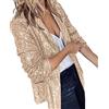TDEOK Blazer con glitter da donna, taglie grandi, con paillette, blazer da donna, Curvy, per feste, elegante, lucido, moderno, per feste, bolero, leggero, per abito da sera lungo, beige., XL