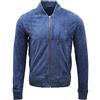 Infinity Leather Bomber da Uomo in Pelle Scamosciata Blu Varsity di Infinity S