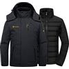 GEMYSE Uomo Giacca da neve impermeabile 3 in 1 per lo sci, con fodera a cuscino e cappotto invernale isolato(Nero,XL)