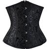 Jovono Corsetti gotici Neri da Donna Bustiers in Raso Allacciatura Sexy Underbust Vita Formazione Corsetto Bodyshaper Top (L)