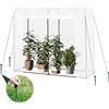 WOLTU Serra da Giardino a Tunnel, Copertura per Piante da Esterno, in Rete PE e Tubi d'Acciaio Zincato, Porta Avvolgibile con Cerniere e 2 Finestre Laterali,170x68x200 cm, Bianco