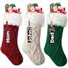 SOMYTING 3 pezzi Calze natalizie lavorate a maglia in lana con targhette con nome, calze di Natale decorative, calze di Natale per feste di Natale, decorazioni natalizie e regali per bambini