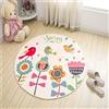 Morbuy Rotonda Tappeto Salotto Cucina Bagno Bambini Camera da Letto Yoga, Moderno Carton Stampa Soggiorno Antiscivolo Tappeti Decorazione della Casa (60x60cm,Fiore Primaverile)