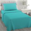 L'ANTICO ARCOLAIO - Lenzuola Letto Singolo 100% Cotone (Oceano) Completo con Federe Cuscini, Set Anallergico e Antiacaro, Colore Tinta Unita, Manifattura Made in Italy con Fibra Naturale