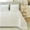 WOLTU Copriletto 240x260 cm Beige, Trapunta in 3 Pezzi, con 2 Federe Cuscini da 50x70 cm, Coperta Leggera con Motivi a Rombi ad Ultrasuoni, per Camera da Letto, Divano
