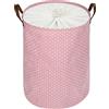 DOKEHOM 24-Inches Ispessimento Raggruppabili Round Stoccaggio Paniere, Cotone (Rosa, XL)