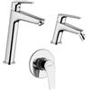 Jacuzzi Miscelatori in set Lucente Jacuzzi | Rubinetteria incasso doccia lavabo alto e bidet per piletta click clack