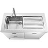 Alpes L130-C60+L60/1 LIBERI IN CUCINA, Elemento Lavaggio, Acciaio Inox DX/SX, Largo 130cm, Profondo 65cm, Alto 90/95cm, F 5119/1V1S Lavello Vasca Larga 50cm e Gocciolatoio, ALP33 Miscelatore Inox, Due Cassetti Sotto Vasca