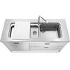 Alpes L160-L60+C90/1 LIBERI IN CUCINA, Elemento Lavaggio, Acciaio Inox DX o SX, Larg. 160cm, Prof. 65cm, Alt. 90/95cm, Lavello da Appoggio 133cm con Vasca 70cm,Miscelatore Inox, Doccetta Estraibile, Due Cassetti Sotto Vas