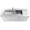 Alpes L190-L60+C120/1 LIBERI IN CUCINA, Elemento Lavaggio, Acciaio Inox DX/SX, Larg. 190cm, Prof. 65cm, Alt. 90/95cm, A5-5158/1V81V2C Lavello da Appoggio 158cm con Vasca 70cm, MCR 25+CRL Miscelatore Inox, Doccetta Estraibi