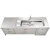 Alpes L250-C60+C120+L60/1 LIBERI IN CUCINA, Elemento Lavaggio, Acciaio Inox DX/SX, Larg. 250cm, Prof. 65cm, Alt. 90/95cm, Lavello da Appoggio 158cm con Vasca 70cm, Miscelatore Inox, Doccetta Estraibile, 2 Cassetti 60cm, 2 Cass