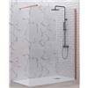 Karag Parete Walkin H200cm Cristallo Trasparente 8mm Anticalcare Profili Rose Gold