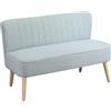 HOMCOM Divano 2 Posti Moderno in Tessuto Senza Braccioli con Gambe in Legno, 117x56.5x77 cm, Celeste