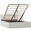 vidaXL Giroletto Idraulico con Contenitore Moderno Salvaspazio Robusto a Doghe Letto Imbottito Struttura Telaio Bianco in Similpelle 120x200cm