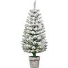 DecHome Albero di Natale Innevato h. 90 cm con Luci LED Bianche e 116 Rami Base con Vaso Rimovibile Verde