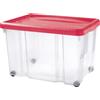 GIODICART Contenitore Trasparente con Coperchio e Ruote 60 Lt