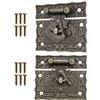 FUXXER®, 2 Serrature anticate, chiusura a gancio, design in bronzo, serrrature per cassette scorrevoli, 50 x 42 mm, con viti, 2 set