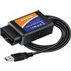 PremiumCord Cavo Diagnostico USB ELM327 OBD-II, Uso Universale, USB 2.0, LED, Tensione di Esercizio 12 V, Nero