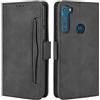 HualuBro Cover per Motorola One Fusion Plus, Flip Cover a Libro in Premium PU Pelle Magnetica Antiurto Case Portafoglio Custodia per Motorola Moto One Fusion+ Plus Cover - Nero