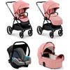 Kinderkraft NEA - Passeggino Trio 0-4 anni / 0-22 Kg + Carrozzina e Seggiolino auto colore rosa