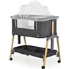 MONi Lettino Culla Neonato da Campeggio, Viaggio, Portatile Fianco Letto per Co-sleeping con Ruote colore Black - Adoro