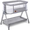 Lionelo Lettino Culla Neonato da Campeggio, Viaggio, Portatile Fianco Letto per Co-sleeping con Ruote colore Concrete Grey - Luna