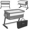 Lionelo Lettino Culla Neonato da Campeggio, Viaggio, Portatile Fianco Letto per Co-sleeping con Ruote colore Grey Stone - Theo
