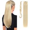 S-noilite Hair Extensions Wrap on Ponytail Extension Capelli Veri Coda di Cavallo Parrucchino Ombre 66cm Dritto Candeggina bionda