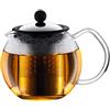 Bodum 1807-16 Assam Teiera a pistone in vetro - Filtro e coperchio in acciaio inossidabile, 0,5 L