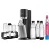 SodaStream Gasatore Duo Comfort, Set con Cilindro CO2, Vetro da 1 l, 2 Bottiglie di plastica Lavabili in lavastoviglie e portabottiglie sittico, Altezza: 44 cm, Colore: Titanio