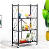 BAKAJI Carrello Cucina Pieghevole Multiuso Mobile Portaoggetti Spazi Stretti Slim Comodo Sottile Salvaspazio Bagno Ufficio Arredamento Portaoggetti Design Interni Colore Nero (4 Ripiani)