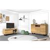 Skraut Home - Set Naturale Sala da Pranzo, Mobile Ausiliario, Credenza-Mobile TV 120cm Rovere Nero Nordico