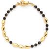 Jewels by Leonardo, bracciale con clip & mix Dorina, bracciale in acciaio inox dorato, perle dorate e perle di vetro nero, lunghezza 19 cm, gioielli da donna, 024438, Eine Grösse, Acciaio