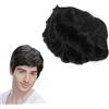 Fyearfly Parrucca da Uomo, Parrucche Capelli Veri da Uomo, parrucca corta per uomo consistenza soffice e naturale buona traspirabilità parrucca con capelli neri veri alla moda per l'uso quotidiano