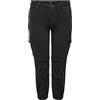 ONLY Carmakoma Pantaloni Cargo da Donna Curvy, Nero delavé, 46W x 32L