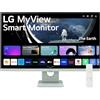 LG 27SR50F Smart Monitor 27" Full HD LED IPS HDR10, 1920x1080, smart webOS 23 con app di streaming, Audio Stereo 10W, 2x HDMI, 1x USB, WiFi, Miracast, AirPlay, Telecomando, Verde